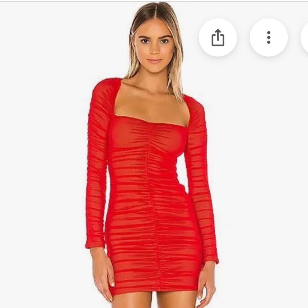 Michael Costello X Revolve Red Ruched Mini Dress